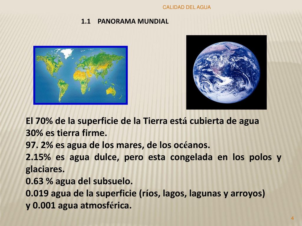 El 70% de la superficie de la Tierra está cubierta de agua