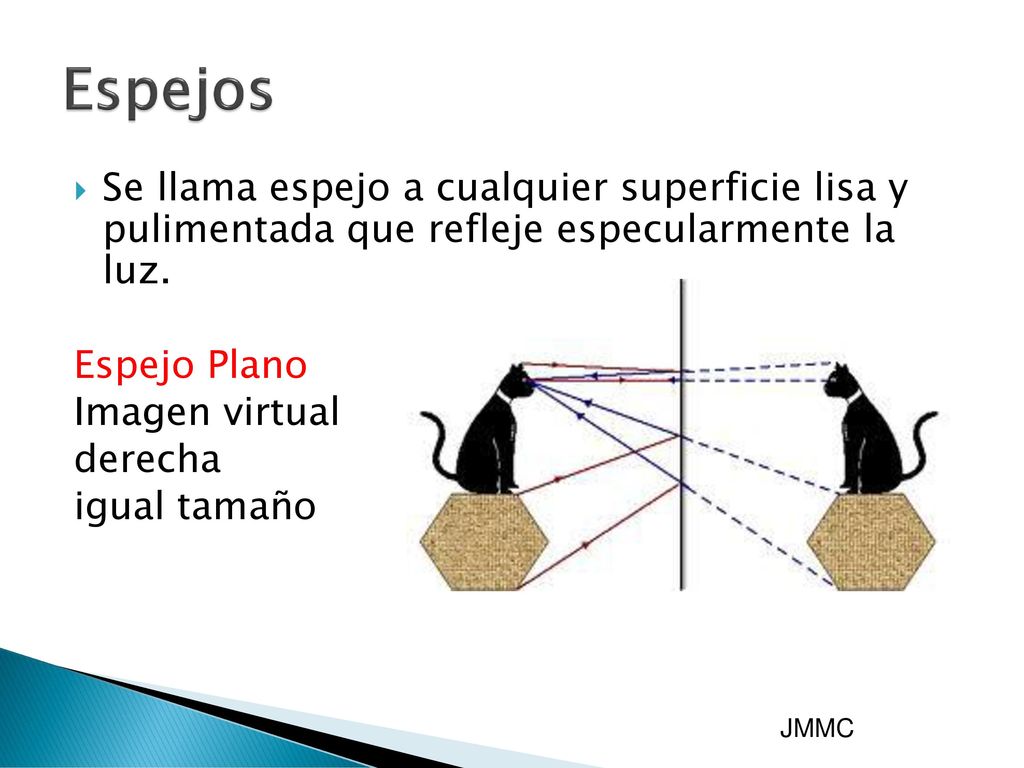 Espejos Se llama espejo a cualquier superficie lisa y pulimentada que refleje especularmente la luz.