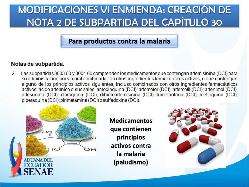 Para productos contra la malaria