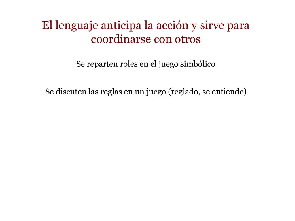 El lenguaje anticipa la acción y sirve para coordinarse con otros