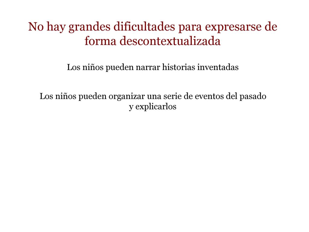 No hay grandes dificultades para expresarse de forma descontextualizada