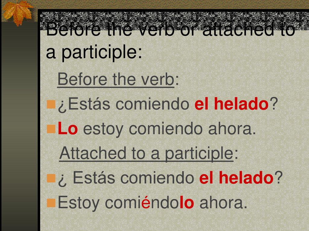 Before the verb or attached to a participle: