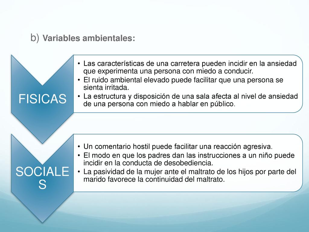 FISICAS SOCIALES b) Variables ambientales: