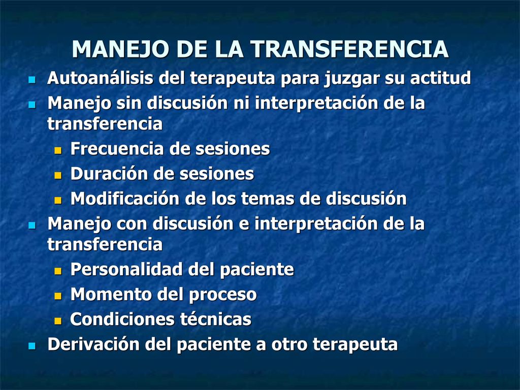 MANEJO DE LA TRANSFERENCIA