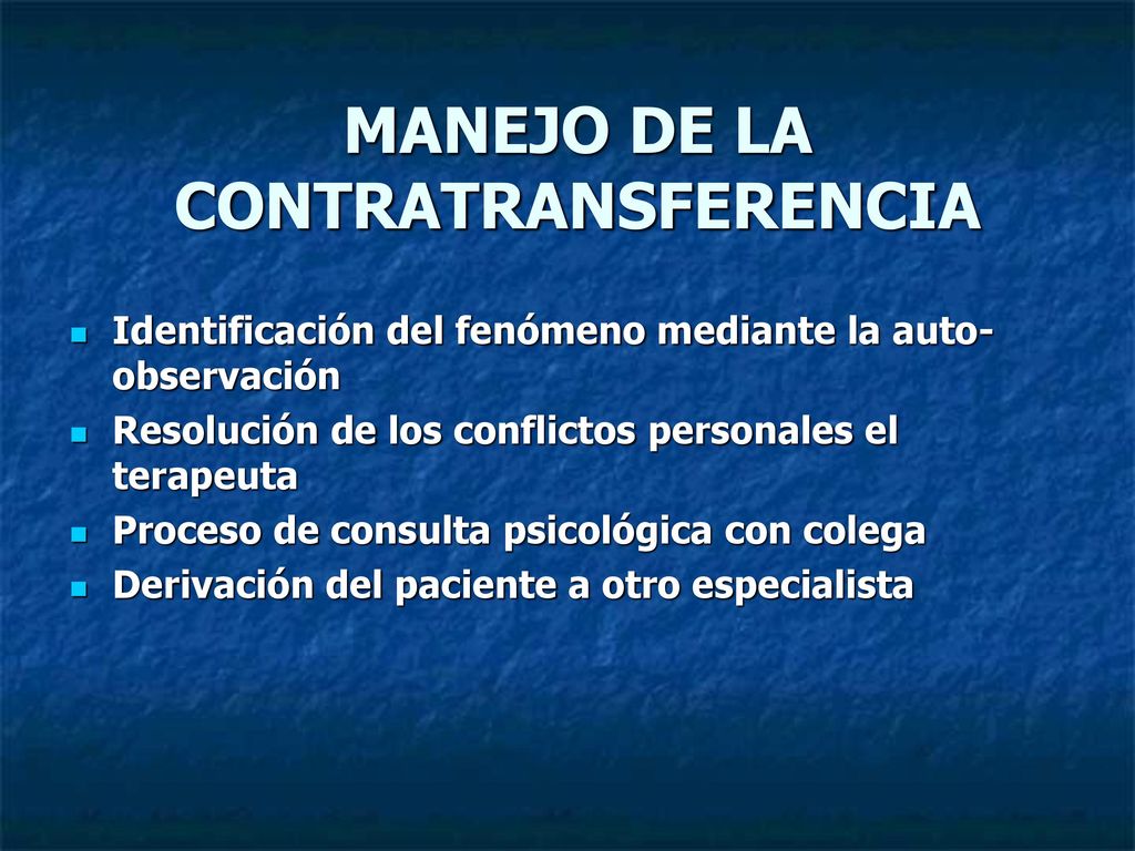 MANEJO DE LA CONTRATRANSFERENCIA
