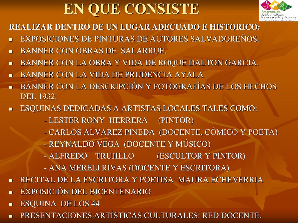 EN QUE CONSISTE REALIZAR DENTRO DE UN LUGAR ADECUADO E HISTORICO: