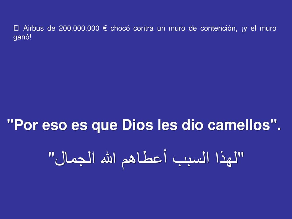 Por eso es que Dios les dio camellos .