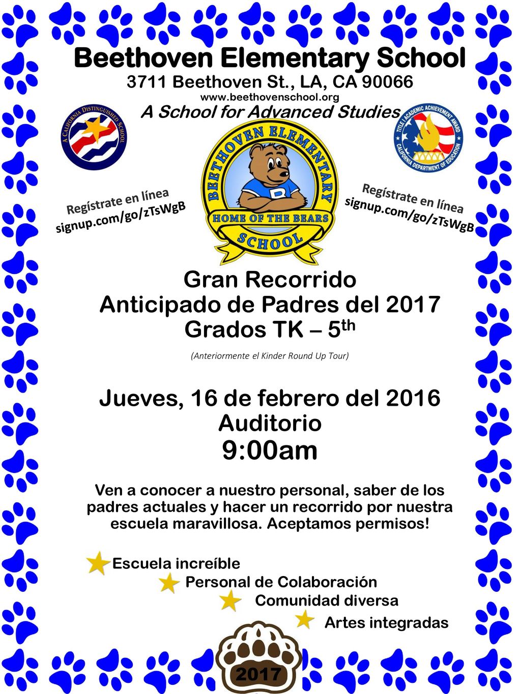 Beethoven Elementary School 3711 Beethoven St. , LA, CA www