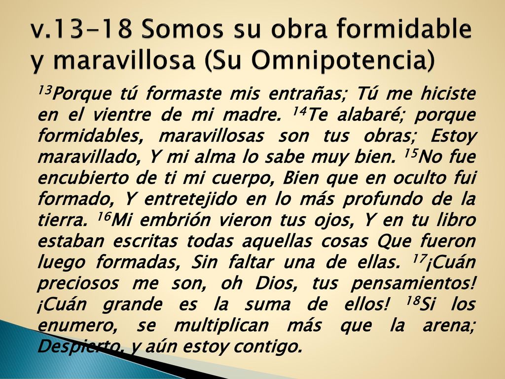v Somos su obra formidable y maravillosa (Su Omnipotencia)