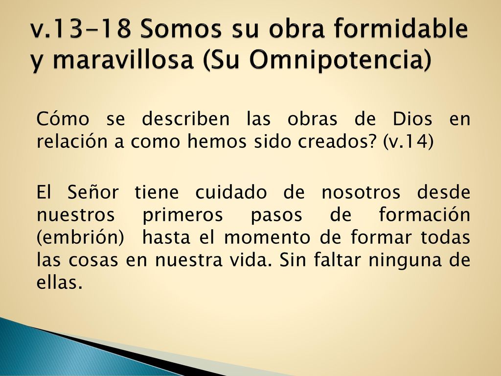 v Somos su obra formidable y maravillosa (Su Omnipotencia)