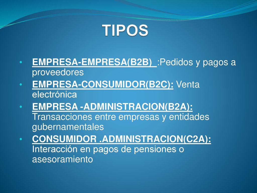 TIPOS EMPRESA-EMPRESA(B2B) :Pedidos y pagos a proveedores