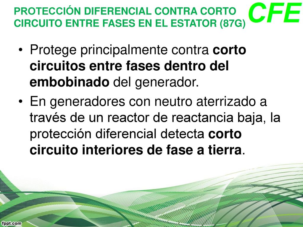 PROTECCIÓN DIFERENCIAL CONTRA CORTO CIRCUITO ENTRE FASES EN EL ESTATOR (87G)