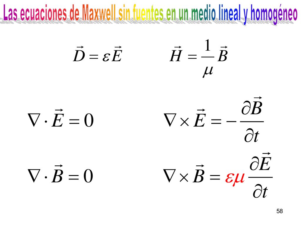 Las ecuaciones de Maxwell sin fuentes en un medio lineal y homogéneo
