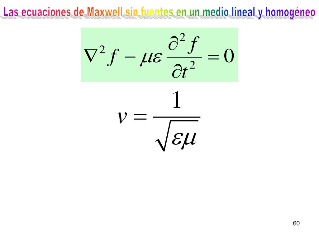 Las ecuaciones de Maxwell sin fuentes en un medio lineal y homogéneo