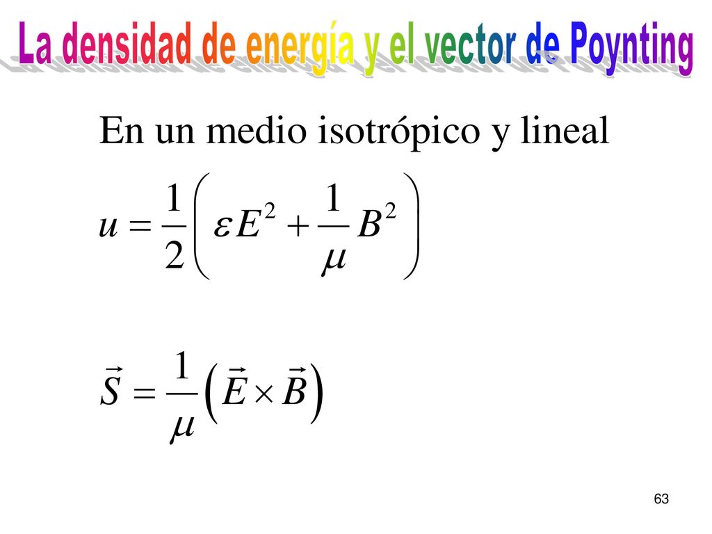 La densidad de energía y el vector de Poynting