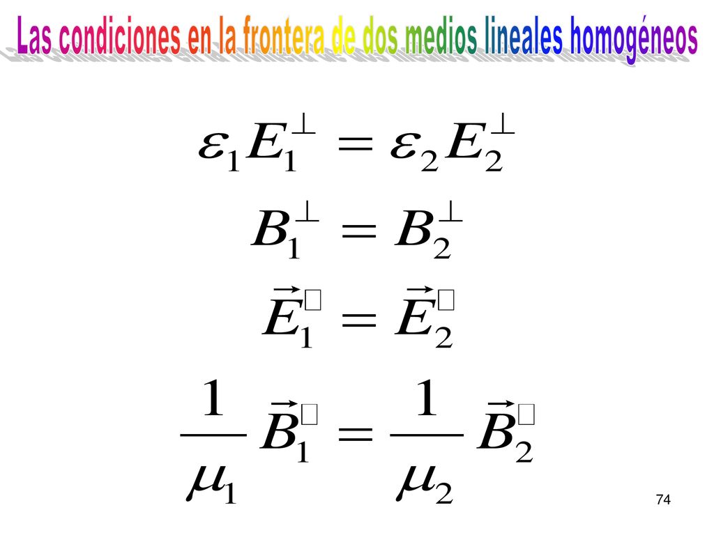 Las condiciones en la frontera de dos medios lineales homogéneos