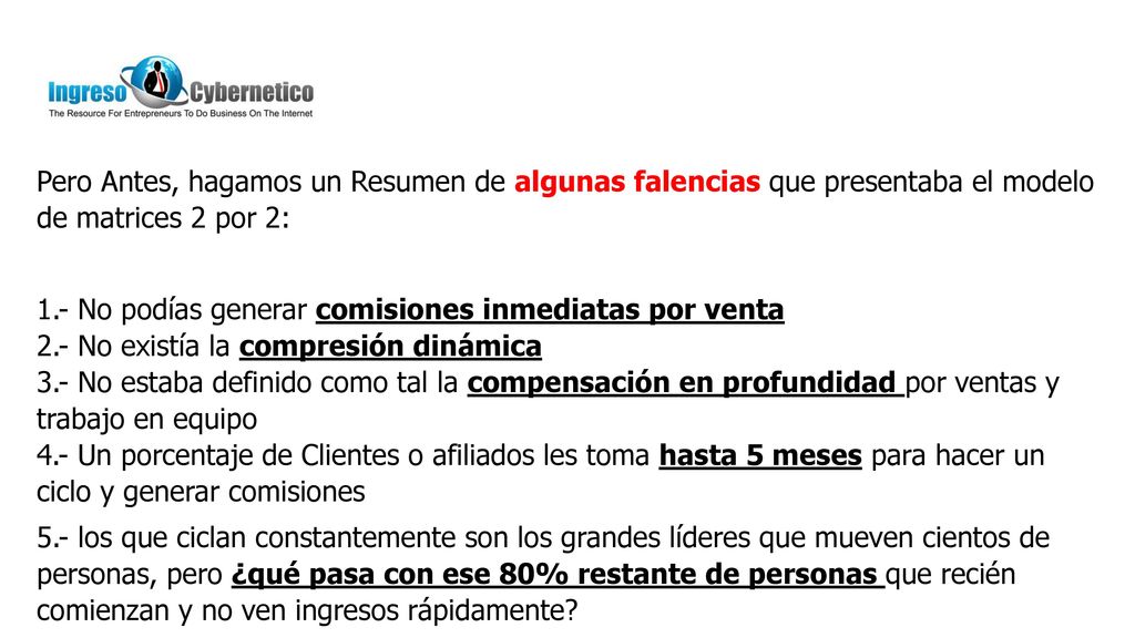 Pero Antes, hagamos un Resumen de algunas falencias que presentaba el modelo de matrices 2 por 2: