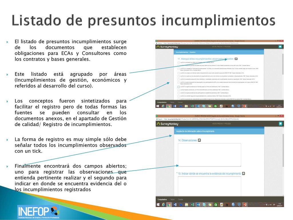 Listado de presuntos incumplimientos
