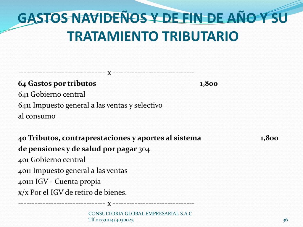 GASTOS NAVIDEÑOS Y DE FIN DE AÑO Y SU TRATAMIENTO TRIBUTARIO