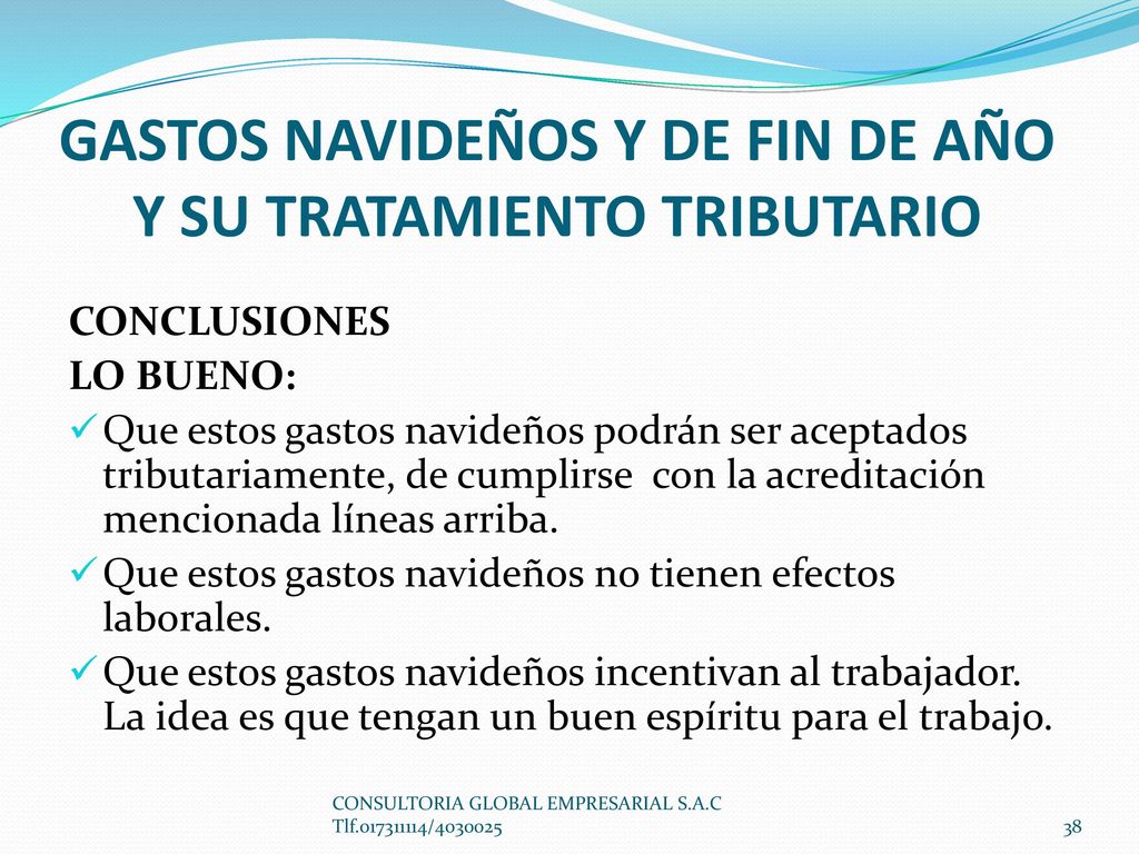 GASTOS NAVIDEÑOS Y DE FIN DE AÑO Y SU TRATAMIENTO TRIBUTARIO