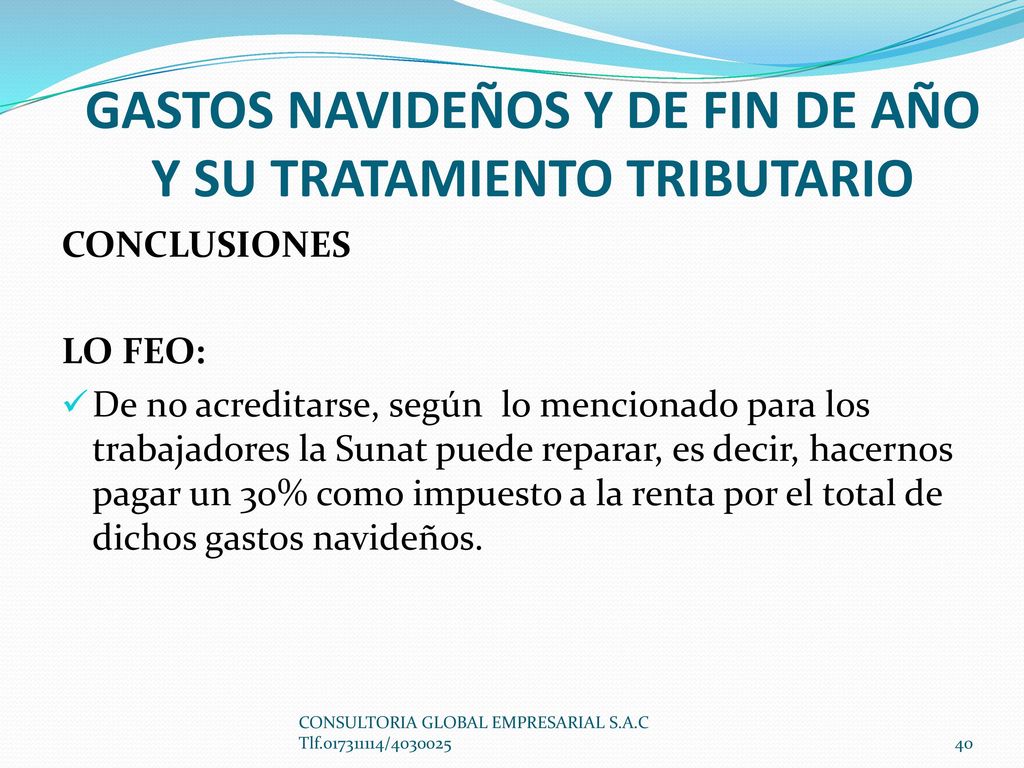 GASTOS NAVIDEÑOS Y DE FIN DE AÑO Y SU TRATAMIENTO TRIBUTARIO