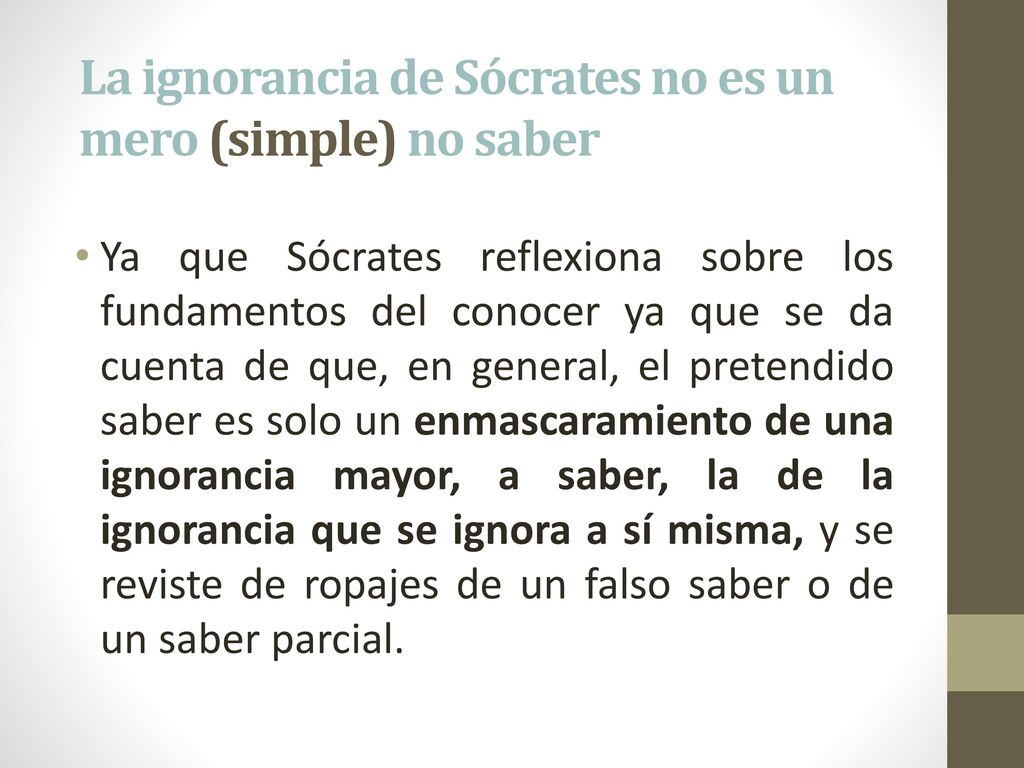 La ignorancia de Sócrates no es un mero (simple) no saber