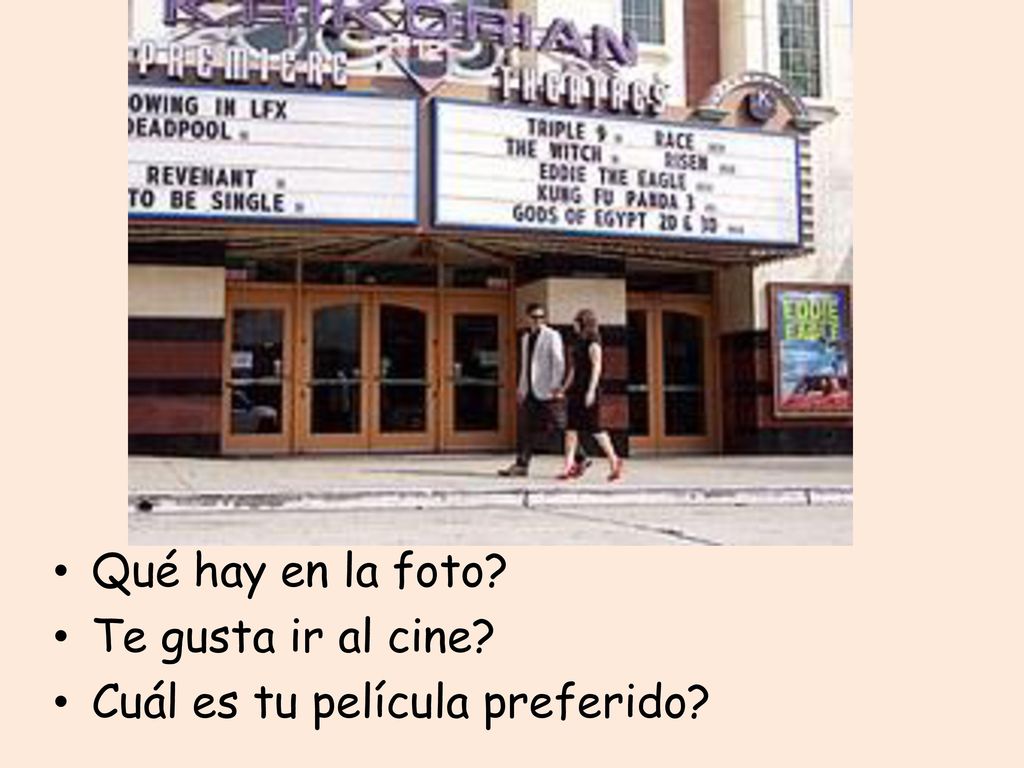 Qué hay en la foto Te gusta ir al cine Cuál es tu película preferido