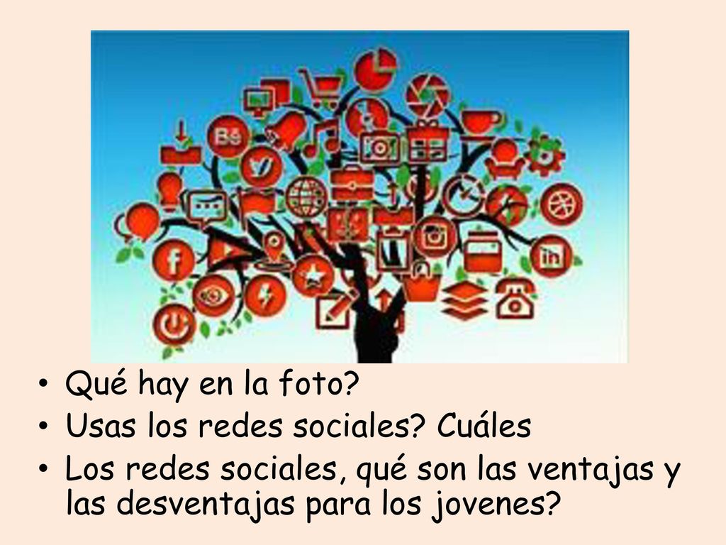 Qué hay en la foto. Usas los redes sociales. Cuáles.