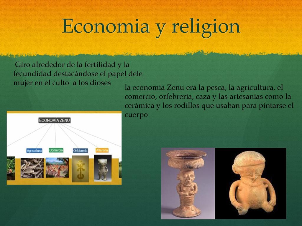 Economia y religion Giro alrededor de la fertilidad y la fecundidad destacándose el papel dele mujer en el culto a los dioses.