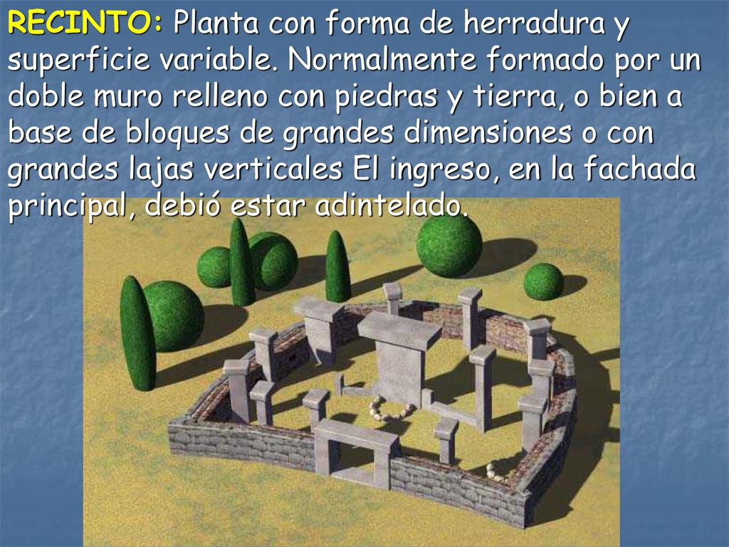 RECINTO: Planta con forma de herradura y superficie variable