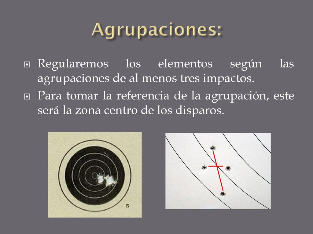 Agrupaciones: Regularemos los elementos según las agrupaciones de al menos tres impactos.