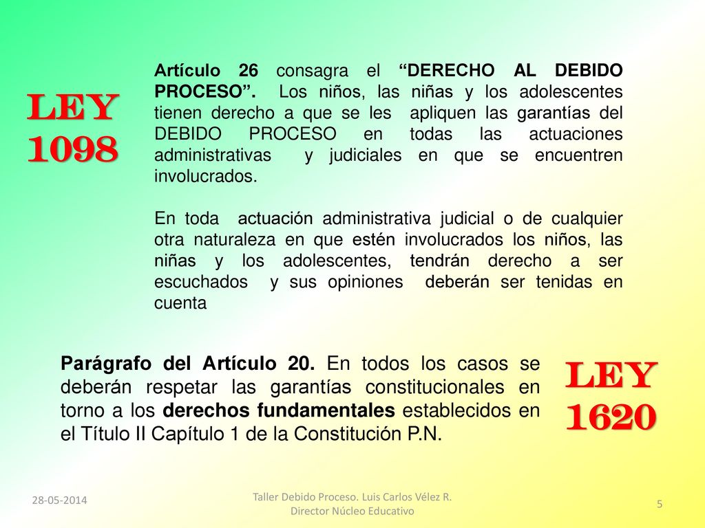 Taller Debido Proceso. Luis Carlos Vélez R. Director Núcleo Educativo