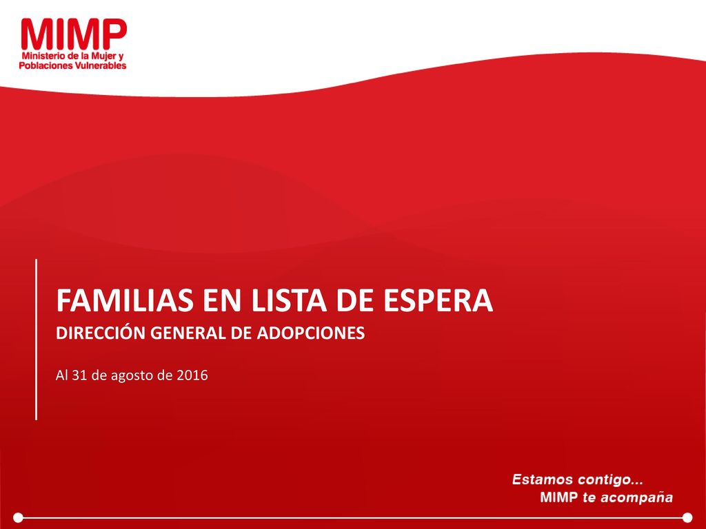 FAMILIAS EN LISTA DE ESPERA DIRECCIÓN GENERAL DE ADOPCIONES Al 31 de agosto de 2016