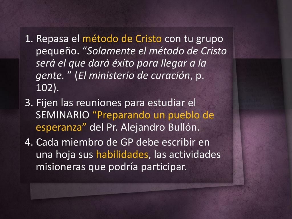 1. Repasa el método de Cristo con tu grupo pequeño