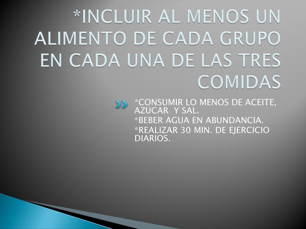 *INCLUIR AL MENOS UN ALIMENTO DE CADA GRUPO EN CADA UNA DE LAS TRES COMIDAS