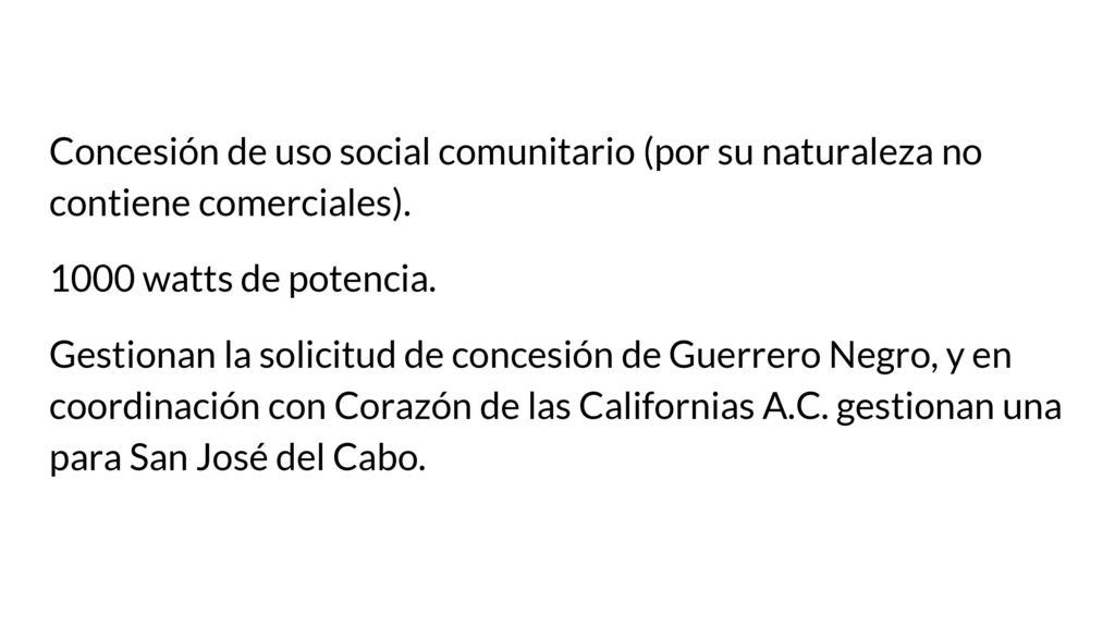Concesión de uso social comunitario (por su naturaleza no contiene comerciales).