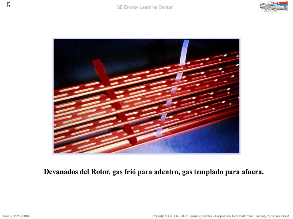 Devanados del Rotor, gas frió para adentro, gas templado para afuera.