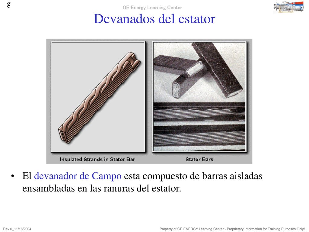 Devanados del estator 1.) The windings are bus bars and are manufactured out of individual strands of copper.
