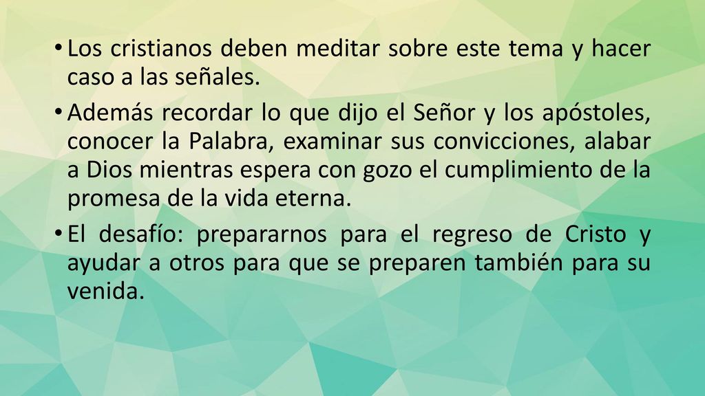 Los cristianos deben meditar sobre este tema y hacer caso a las señales.