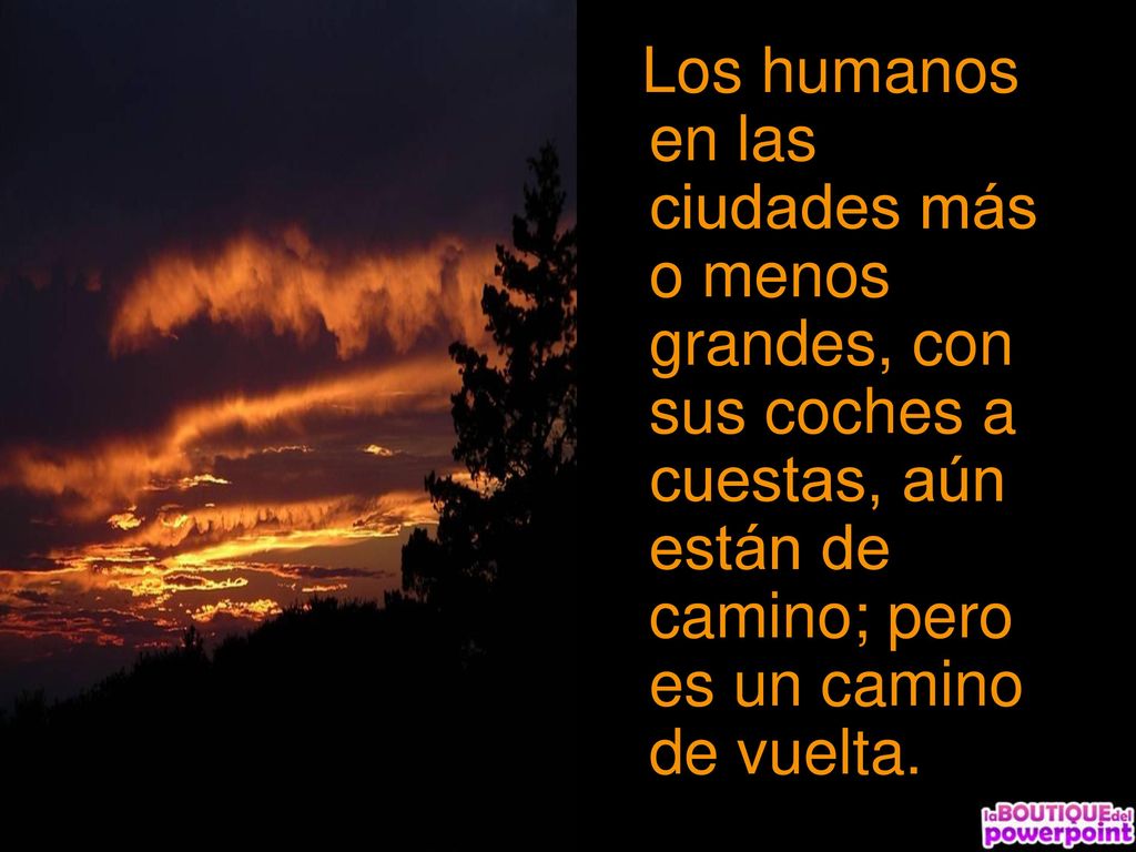 Los humanos en las ciudades más o menos grandes, con sus coches a cuestas, aún están de camino; pero es un camino de vuelta.
