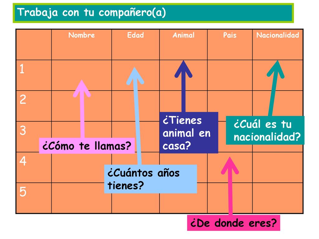 Trabaja con tu compañero(a) ¿Tienes ¿Cuál es tu animal en