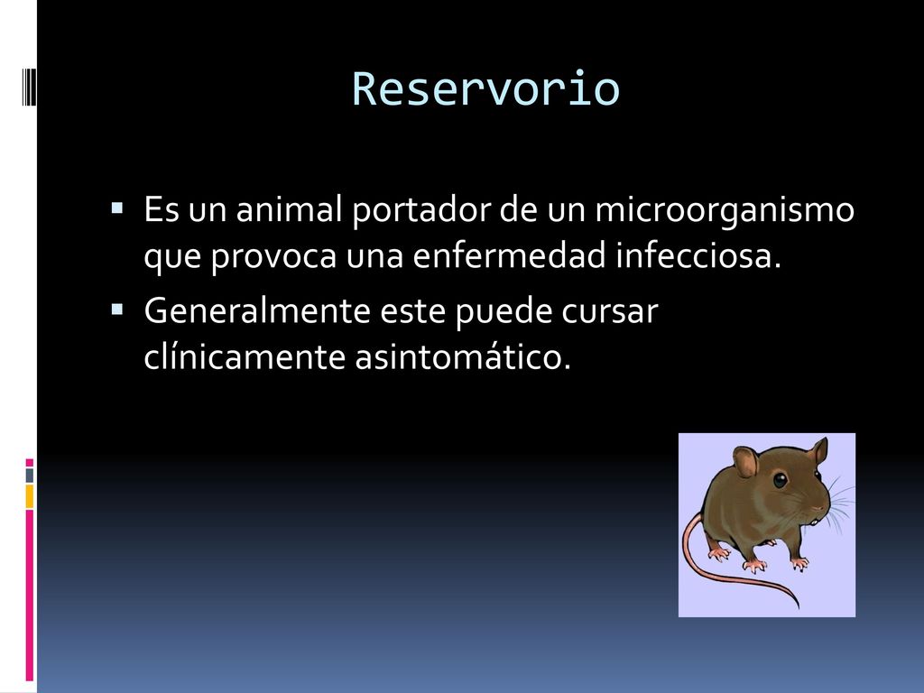 Reservorio Es un animal portador de un microorganismo que provoca una enfermedad infecciosa.