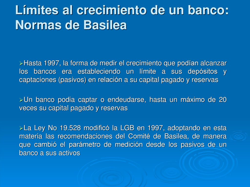 Límites al crecimiento de un banco: Normas de Basilea