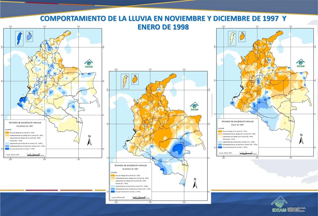 COMPORTAMIENTO DE LA LLUVIA EN NOVIEMBRE Y DICIEMBRE DE 1997 Y ENERO DE 1998