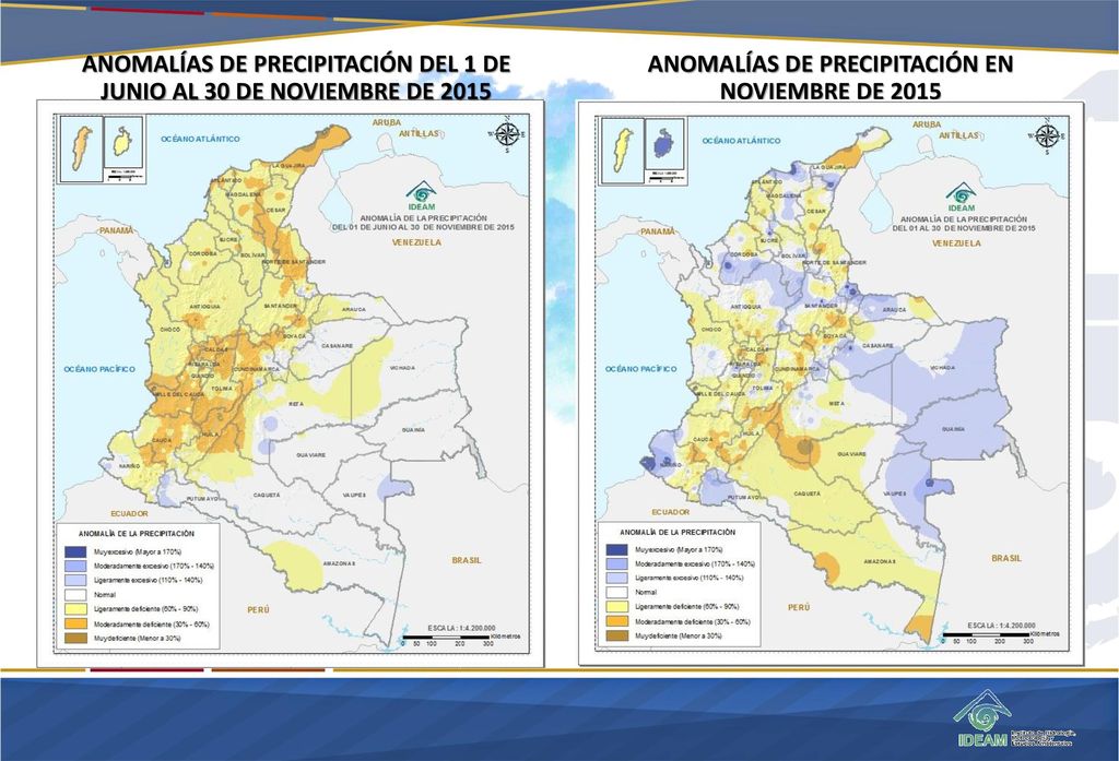 ANOMALÍAS DE PRECIPITACIÓN DEL 1 DE JUNIO AL 30 DE NOVIEMBRE DE 2015