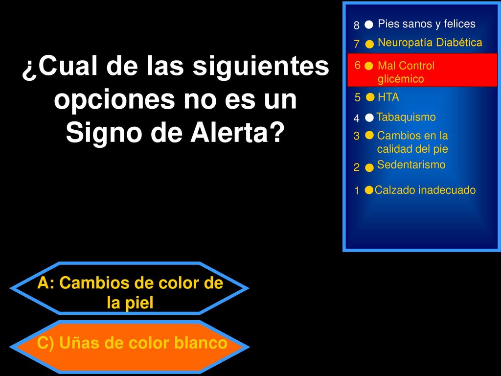 ¿Cual de las siguientes opciones no es un Signo de Alerta