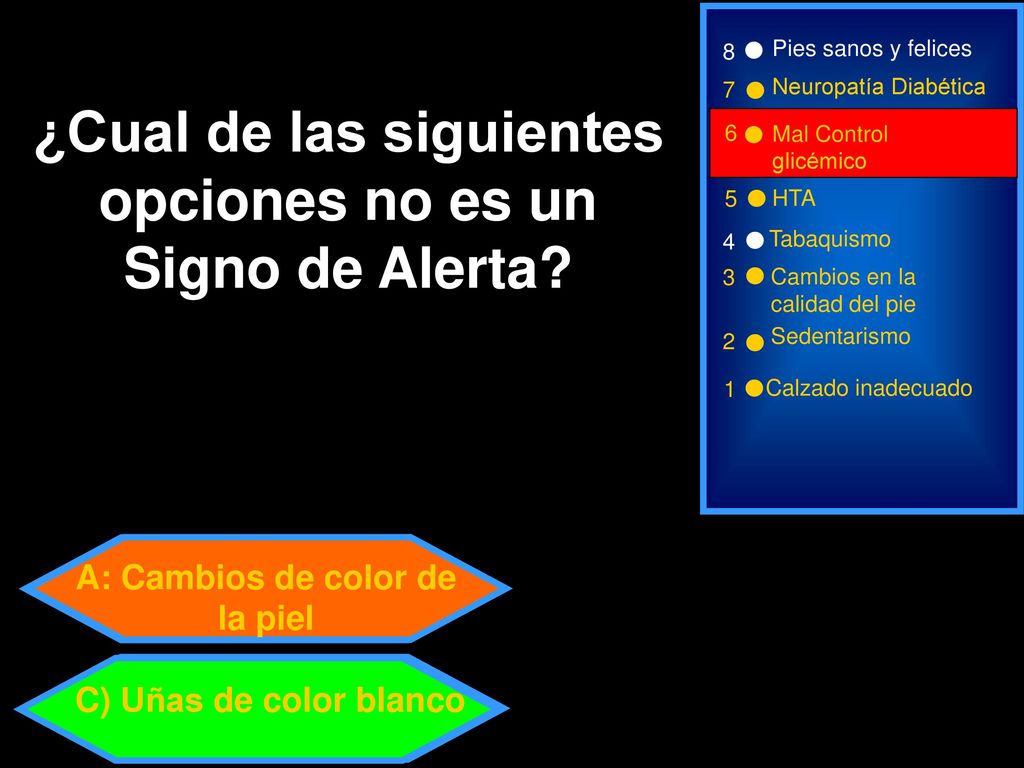 ¿Cual de las siguientes opciones no es un Signo de Alerta