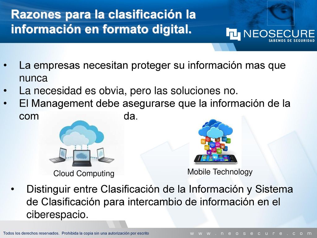 Razones para la clasificación la información en formato digital.