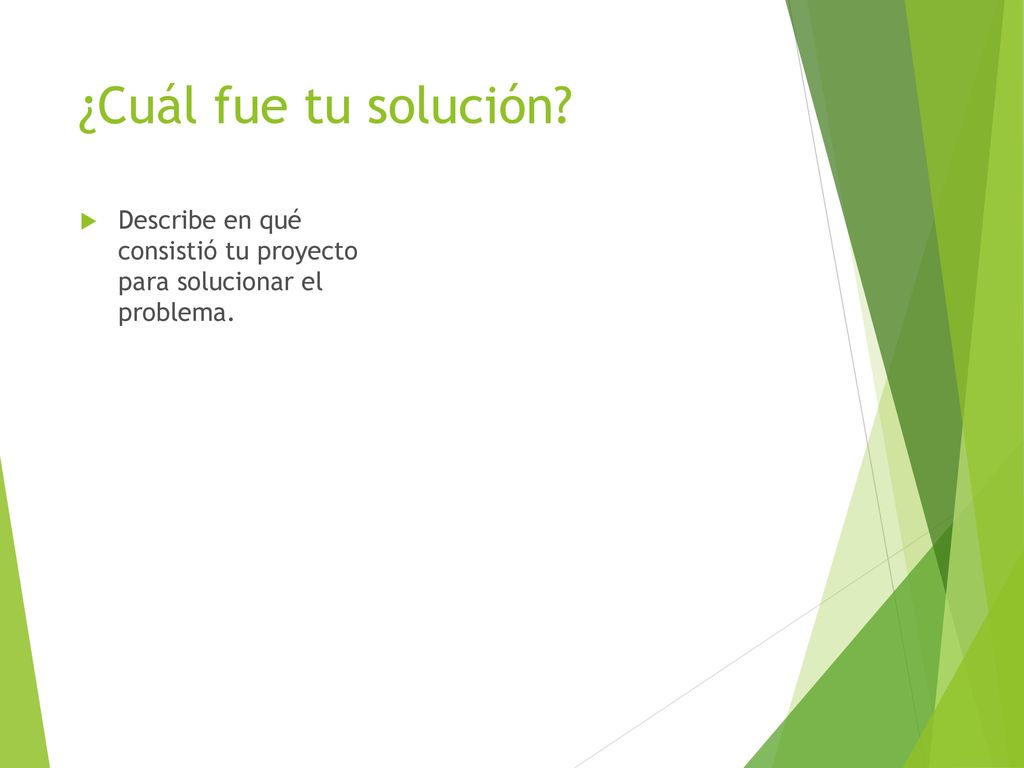 ¿Cuál fue tu solución Describe en qué consistió tu proyecto para solucionar el problema.