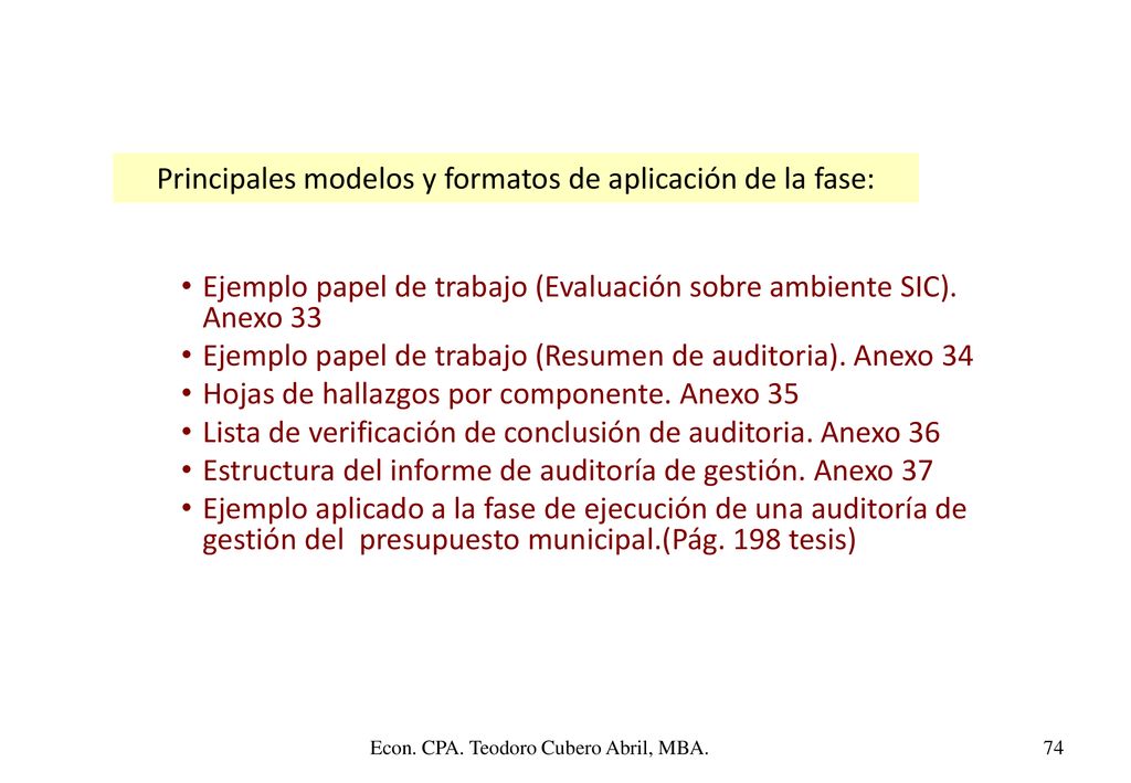 Principales modelos y formatos de aplicación de la fase: